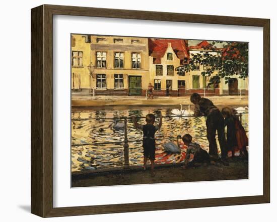 Feeding the Swans-Paul Meyerheim-Framed Giclee Print