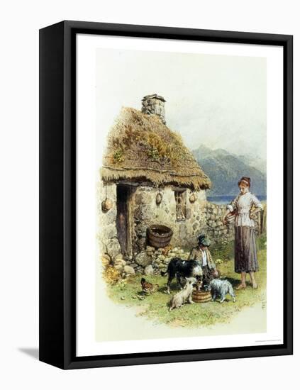 Feeding Time at a Highland Cottage-Myles Birket Foster-Framed Premier Image Canvas