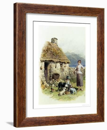 Feeding Time at a Highland Cottage-Myles Birket Foster-Framed Giclee Print