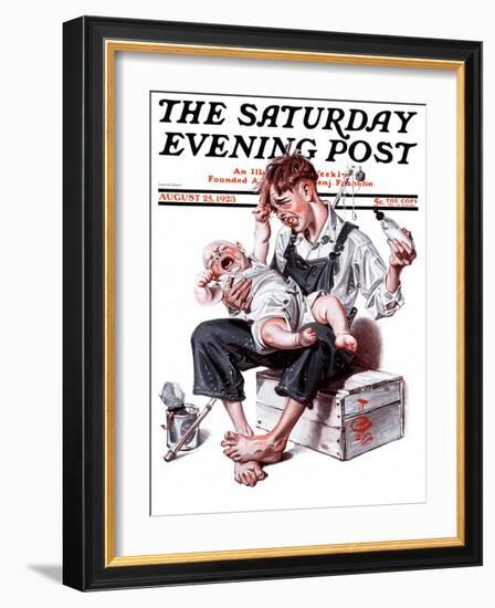 "Feeding Time," Saturday Evening Post Cover, August 25, 1923-Joseph Christian Leyendecker-Framed Giclee Print