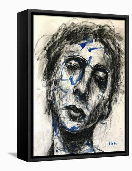Feeling Blu’ Again, C.2019 (Charcoal and Paint on Paper)-Blake Munch-Framed Premier Image Canvas