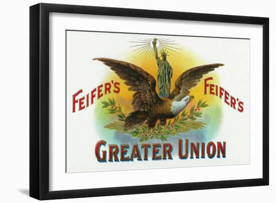 Feifer's Greater Union Brand Cigar Inner Box Label-Lantern Press-Framed Art Print