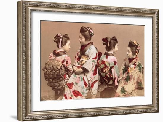 Felice Beato, Japanese Girls in Traditional Dresses, 1863-1877. Brera Gallery, Milan, Italy-Felice Beato-Framed Art Print