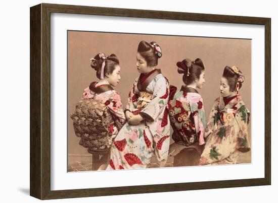 Felice Beato, Japanese Girls in Traditional Dresses, 1863-1877. Brera Gallery, Milan, Italy-Felice Beato-Framed Art Print