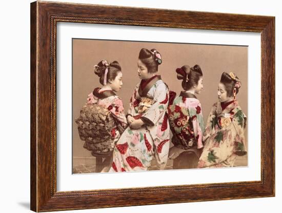 Felice Beato, Japanese Girls in Traditional Dresses, 1863-1877. Brera Gallery, Milan, Italy-Felice Beato-Framed Art Print