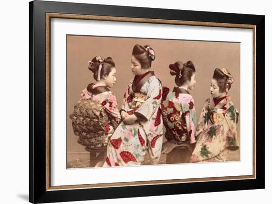 Felice Beato, Japanese Girls in Traditional Dresses, 1863-1877. Brera Gallery, Milan, Italy-Felice Beato-Framed Art Print