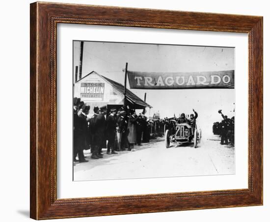 Felice Nazzaro in a Fiat Winning the Targo Florio Race, Sicily, 1907-null-Framed Photographic Print