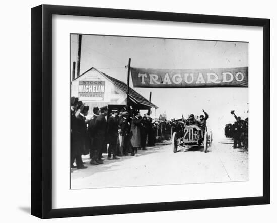 Felice Nazzaro in a Fiat Winning the Targo Florio Race, Sicily, 1907-null-Framed Photographic Print