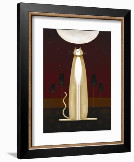 Feline and Four Tulips-Jo Parry-Framed Art Print