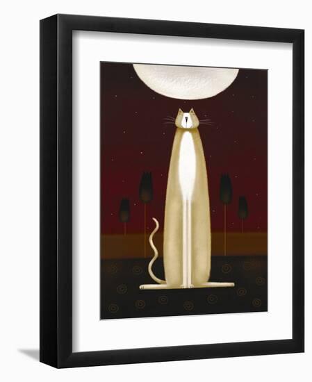 Feline and Four Tulips-Jo Parry-Framed Art Print