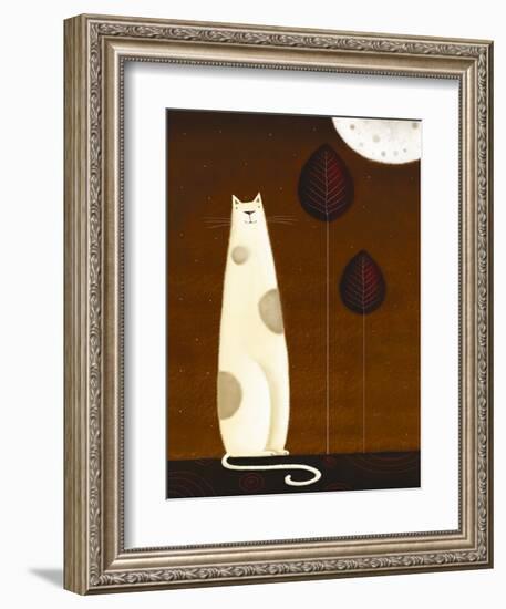 Feline and Two Leaves-Jo Parry-Framed Art Print