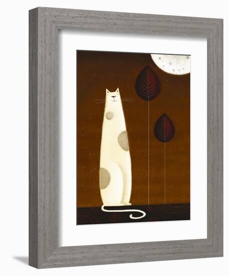 Feline and Two Leaves-Jo Parry-Framed Art Print