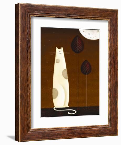 Feline and Two Leaves-Jo Parry-Framed Art Print