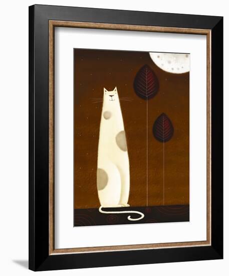 Feline and Two Leaves-Jo Parry-Framed Art Print