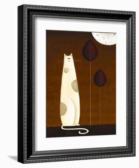 Feline and Two Leaves-Jo Parry-Framed Art Print