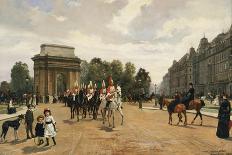 The Life Guards Passing Hyde Park Corner, London, circa 1886-Felippo Baratti-Giclee Print