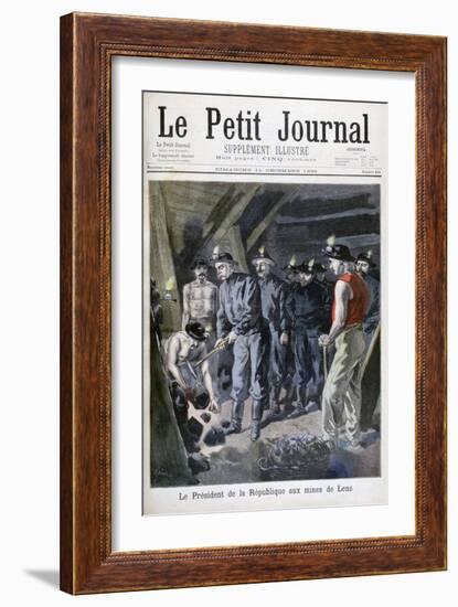 Felix Faure, President of the Republic, in the Mines at Lens, 1898-F Meaulle-Framed Giclee Print