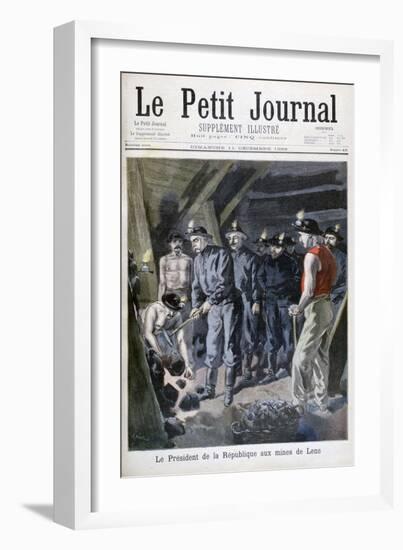 Felix Faure, President of the Republic, in the Mines at Lens, 1898-F Meaulle-Framed Giclee Print