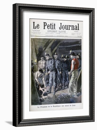 Felix Faure, President of the Republic, in the Mines at Lens, 1898-F Meaulle-Framed Giclee Print