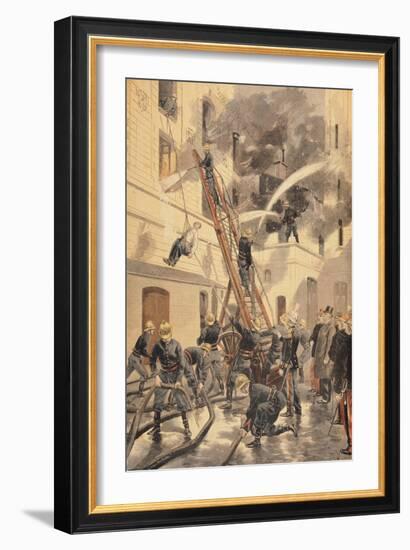 Felix Faure with the Firemen, from "Le Petit Journal", 20th February 1898-Fortuné Louis Méaulle-Framed Giclee Print