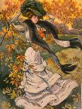 Autumn Cover of French Periodical Les Modes Showing Fashionable Woman Alone in Park-Felix Fournery-Framed Photographic Print