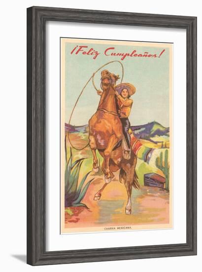 Feliz Cumpleanos, Charra Mexicana-null-Framed Art Print