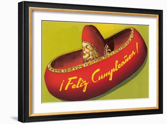 Feliz Cumpleanos on Sombrero-null-Framed Art Print