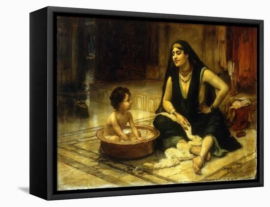 Fellahin and Child, The Bath-Frederick Arthur Bridgman-Framed Premier Image Canvas