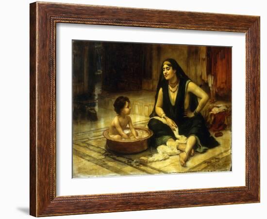 Fellahin and Child, The Bath-Frederick Arthur Bridgman-Framed Giclee Print