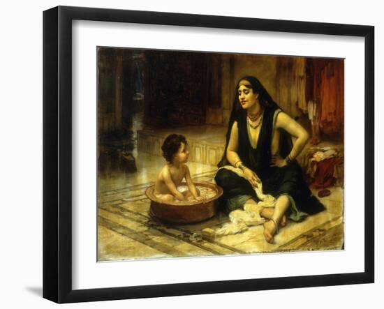 Fellahin and Child, The Bath-Frederick Arthur Bridgman-Framed Giclee Print