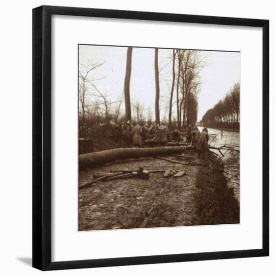 Felling trees, Noyon, northern France, c1914-c1918-Unknown-Framed Photographic Print