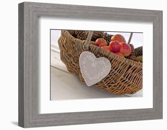 Felt Heart at a Wicker Basket-Andrea Haase-Framed Photographic Print