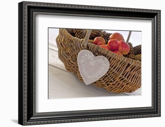 Felt Heart at a Wicker Basket-Andrea Haase-Framed Photographic Print