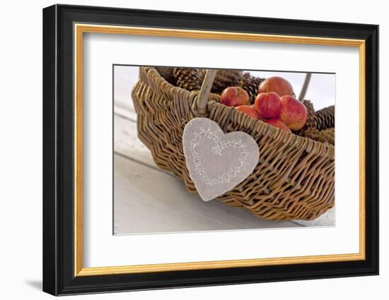 Felt Heart at a Wicker Basket-Andrea Haase-Framed Photographic Print