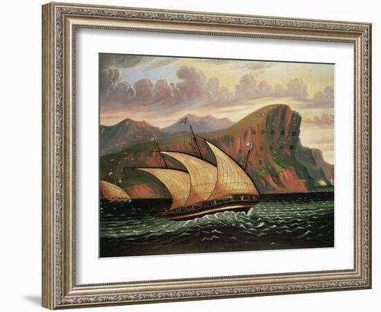 Felucca in Gibraltar-Thomas Chambers-Framed Giclee Print