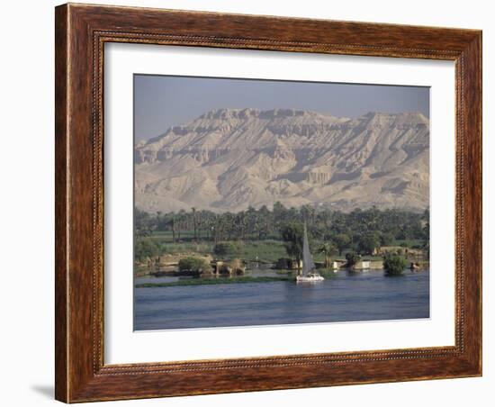 Felucca on the River Nile, Looking Towards Valley of the Kings, Luxor, Thebes, Egypt-Gavin Hellier-Framed Photographic Print