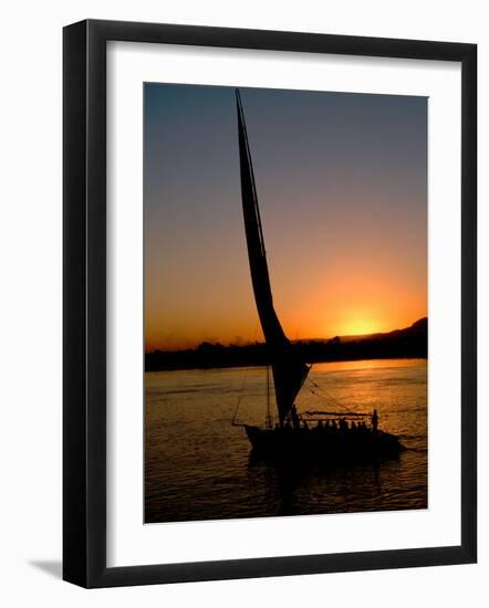 Felucca Silhouetted Against Setting Sun over the Nile at Luxor, Egypt-Cindy Miller Hopkins-Framed Photographic Print