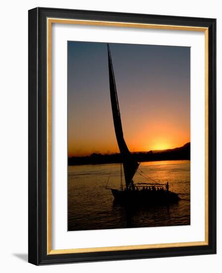 Felucca Silhouetted Against Setting Sun over the Nile at Luxor, Egypt-Cindy Miller Hopkins-Framed Photographic Print