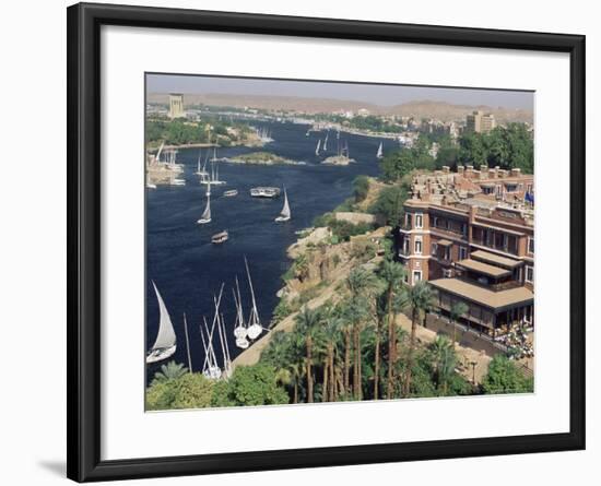 Feluccas on the River Nile and the Old Cataract Hotel, Aswan, Egypt, North Africa, Africa-Upperhall Ltd-Framed Photographic Print