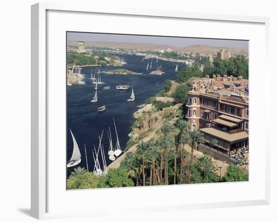 Feluccas on the River Nile and the Old Cataract Hotel, Aswan, Egypt, North Africa, Africa-Upperhall Ltd-Framed Photographic Print