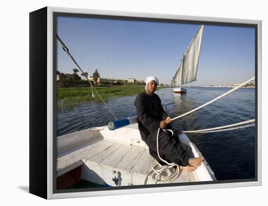 Feluccas Sailing on the Nile at Luxor, Egypt-Julian Love-Framed Premier Image Canvas