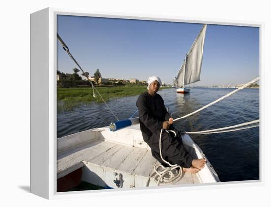 Feluccas Sailing on the Nile at Luxor, Egypt-Julian Love-Framed Premier Image Canvas