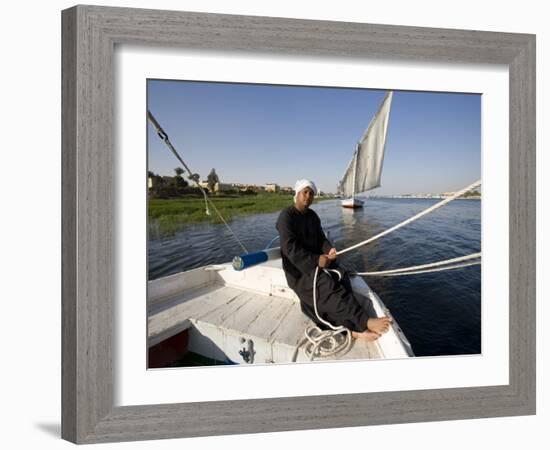 Feluccas Sailing on the Nile at Luxor, Egypt-Julian Love-Framed Photographic Print