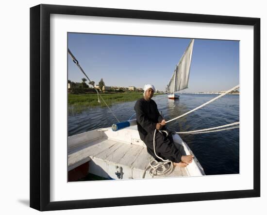 Feluccas Sailing on the Nile at Luxor, Egypt-Julian Love-Framed Photographic Print