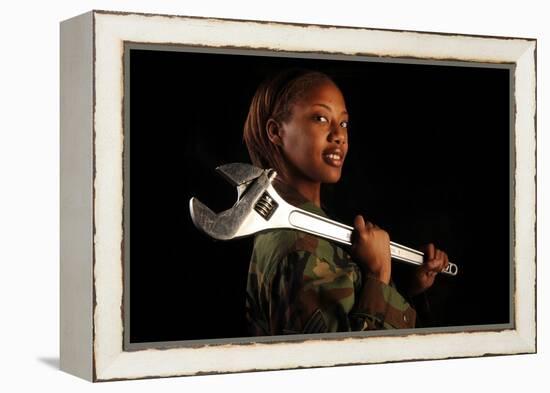 Female Airman Vehicle Maintenance Journeyman at Nellis Air Force Base, 2010-null-Framed Stretched Canvas