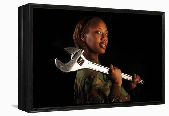 Female Airman Vehicle Maintenance Journeyman at Nellis Air Force Base, 2010-null-Framed Stretched Canvas