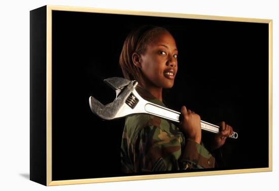 Female Airman Vehicle Maintenance Journeyman at Nellis Air Force Base, 2010-null-Framed Stretched Canvas