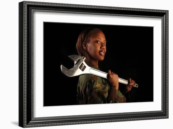 Female Airman Vehicle Maintenance Journeyman at Nellis Air Force Base, 2010-null-Framed Photo