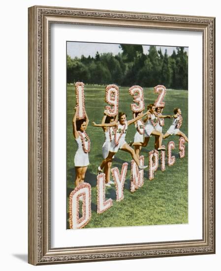 Female Athletes Perform a Routine to Publicise the 1932 Los Angeles Olympics-null-Framed Photographic Print