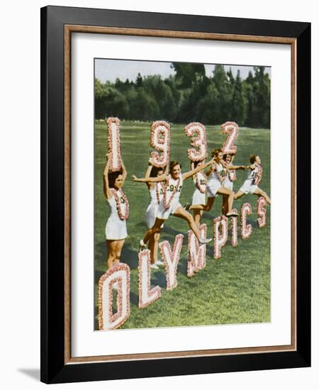 Female Athletes Perform a Routine to Publicise the 1932 Los Angeles Olympics-null-Framed Photographic Print